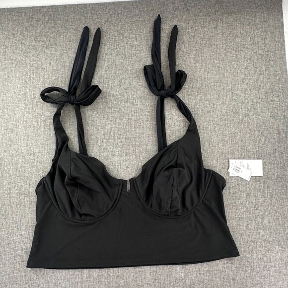 NEW! Old Navy Tankini Plus 3X Underwire Lightly Padded Tie Straps Black Swimwear - Picture 2 of 11